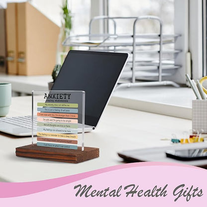 Anxiety Psychology Student Graduation Gift Clear Desk Decor Signs, Psychologist Gifts for Students, School Counselor Teacher Mental Health Awareness Therapist Office Decor Plaque TZD64