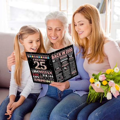 25th Birthday Card, 25th Birthday Decorations for Her, 25th Birthday Gifts for Daughter, Back in 2000 Birthday Card, Rose Gold