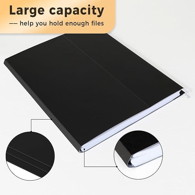 SUNEE 25 Pack Hanging File Folders, Black Folders, Hanging File Folders Letter Size with 1/5-cut Tabs, Stay Organized for Your Home and Office Bulk File and Documents