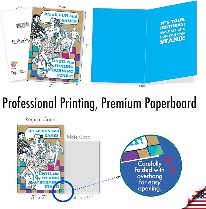 NobleWorks Funny Birthday Greeting Card with 5 x 7 Inch Envelope (1 Card) Bday Fun and Games 0784