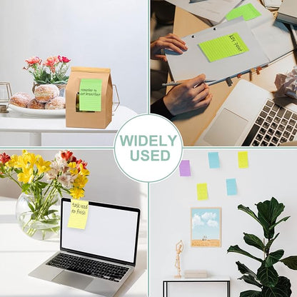 24 Pack Lined Sticky Notes 4X6 in Self Sticky Note Pads Colorful Post Stickies for Office, Home, School, Meeting, 50 Sheets/pad, (Bright Color)