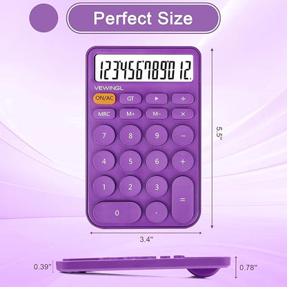 VEWINGL Standard Calculator 12 Digit,Desktop Large Display and Buttons,Calculator with Large LCD Display for Office,School, Home & Business Use,Automatic Sleep,with Battery