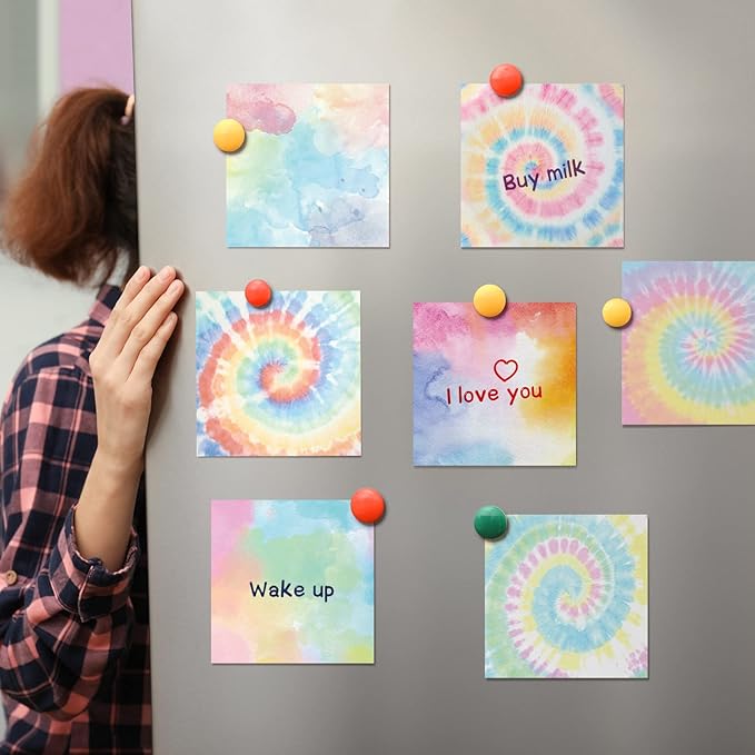 12 Pcs Rainbow Tie Dye Sticky Notes Cute Colored Sticky Paper Fun Pastel Art Party Self Adhesive Notepads for Kids Girls School Office Gay Pride Party Supplies, 30 Sheets Each (3 x 3 Inch)