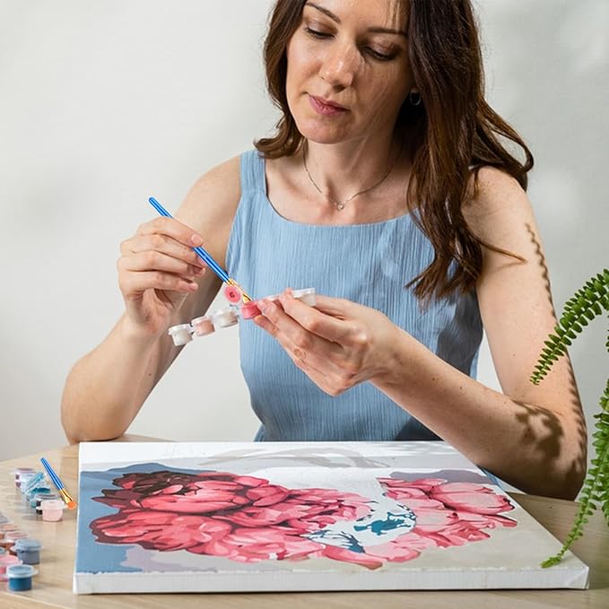 ESRICH Acrylic Paint Brushes Set, 10 Packs/ 100 Pcs Watercolor Brushes,Nylon Brush Head, for Oil Painting, Gouache, Face,Ceramics etc, Kid's and Adults Painting Arts and Crafts Paint Sets.