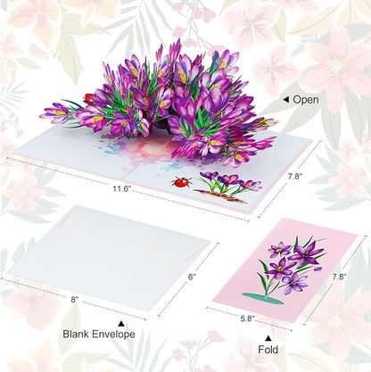 Pop Up Flower Greeting Card - Mothers Day Cards for Mom, Wive and Grandmother - Pop Up Card for Birthday, Thank Yous, Get Well or Any Occasion