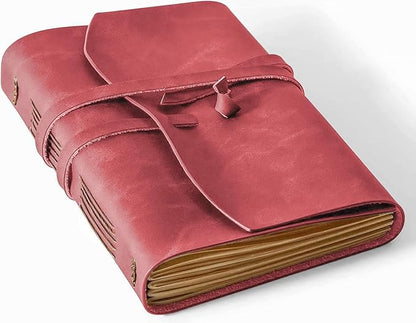 Leather Diary for Women -, A5 Leather Notebook 6x8.1 Inch, Genuine Leather Journals for Writing, Vintage Style, Ideal for Men and Women, Artists, Travelers, Red
