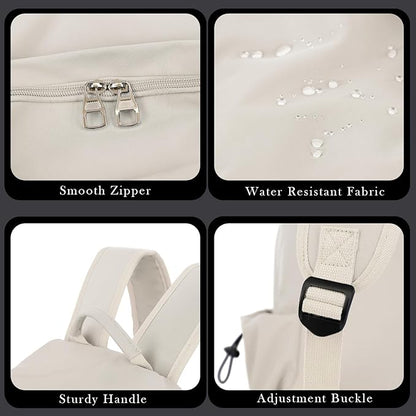 YGR Laptop Backpack for Women and Men, Waterproof Lightweight Travel Daily Rucksack Casual 15.6 inches Computer Bags for College, Beige