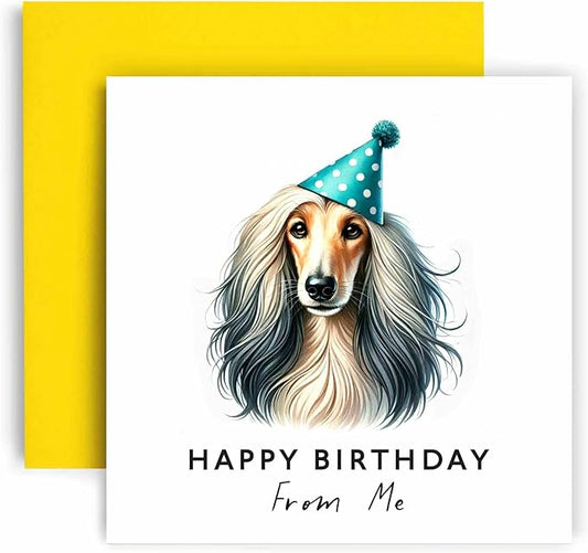 Huxters Birthday Card from the Dog – Afghan Hound - Happy Birthday to Dog Mum and Dog Dad – Birthday Card from the Dog to Friends Family First Birthday (Afghan Hound)