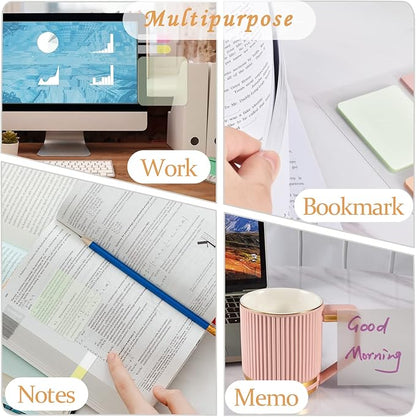 BAYTORY 700 Sheets Pastel Transparent Sticky Notes, Clear Waterproof 3 x 3 inch See Through Memo Pad, Self-Adhesive Translucent Writable Index Tabs for Annotating Books, Study Stationary Supplies