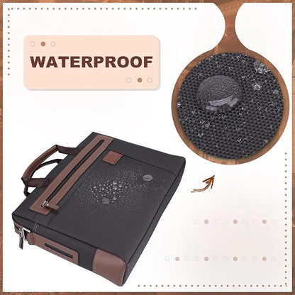 Banuce Slim Fabric Nylon Waterproof Briefcase for Men Professional 14 Inch Laptop Bag Business Work Bag Black