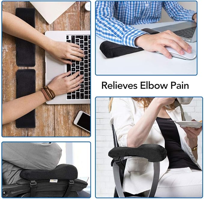 Office Chair Armrest Pads Memory Foam Chair Arm Covers,Universal Elbow Pillow Gaming Chair Arm Rest Cushion for Elbows and Forearms Pressure Relief(Set of 2)