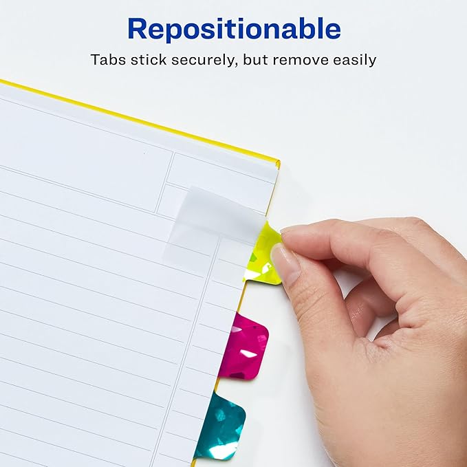 Avery Mini Ultra Tabs, 1" x 1.5", Holographic Jewel Tone Colors, 32 Repositionable Page Tabs (74146)