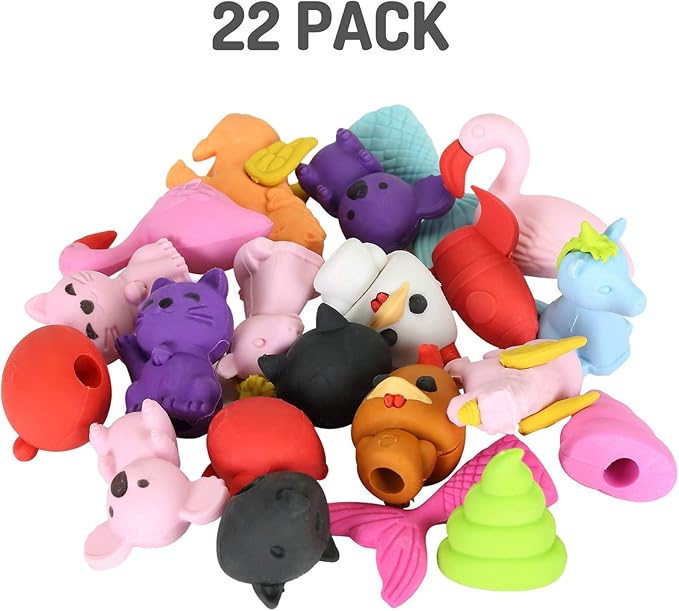 Mr. Pen Animal Toppers - 22 Pack Pencil Toppers & 8 Pack Take Apart Animal Erasers for Kids, Fun Easter Egg Fillers