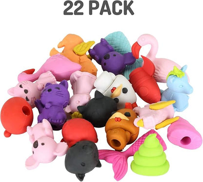 Mr. Pen Animal Toppers - 22 Pack Pencil Toppers & 8 Pack Take Apart Animal Erasers for Kids, Fun Easter Egg Fillers