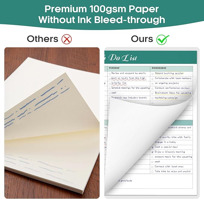 Weekly To Do List Notepad with 52 Tear Off Sheets（8.5"×11"）- Undated Weekly Desk Planner for Women & Man,Work and Home-Greenery Sway