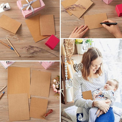 50 Pack Blank Cards Folded Cardstock Thank You Blank Greeting Cards for Invitations, Wedding, Greeting Cards, All Occasion DIY (Brown, 4x6)