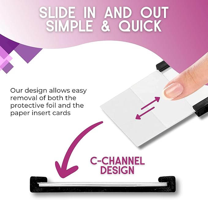 Availey 60 Pack Magnetic 'C' Channel Label Holders for Metal Racks and Shelves with Protective Films and Replacement Strips 4" x 0.75"