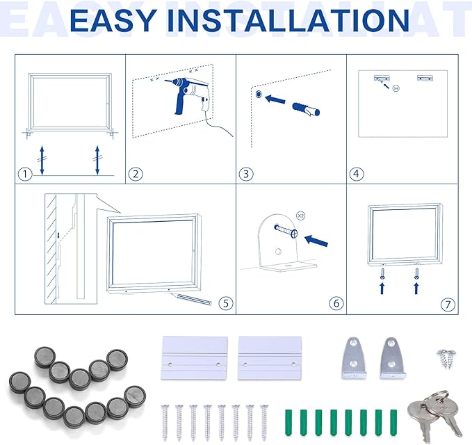 SWANCROWN Enclosed Bulletin Board Magnetic Dry Erase Board 37” x 28” Weatherproof Notice Board for Outdoor Public School Office
