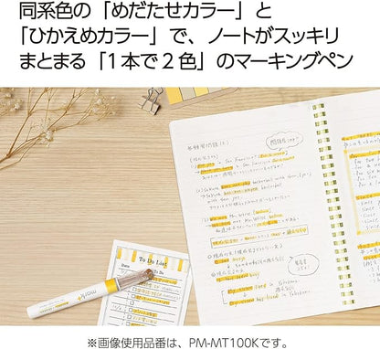 KOKUYO 2-Tone Vivid Highlighter 5 Colors Set. Mark+ Two Colors Dual Tips Markers, Quick Dry Similar Shades Tip 5 Pack of Gold, Gray, Light Green, Navy, Red. Japan Import (PM-MT100-5S2).