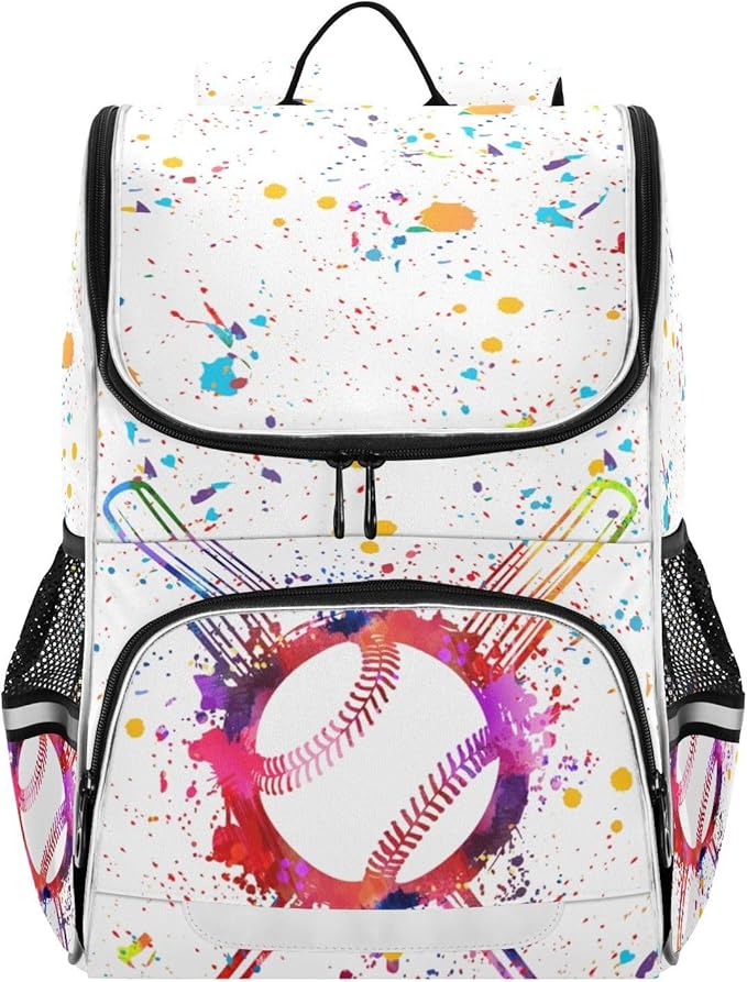 Baseball Ball Backpack with Reflective Strip for Kids Boys Girls Elementary School Bag Removable Chest Stra