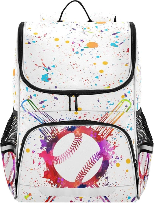 Baseball Ball Backpack with Reflective Strip for Kids Boys Girls Elementary School Bag Removable Chest Stra