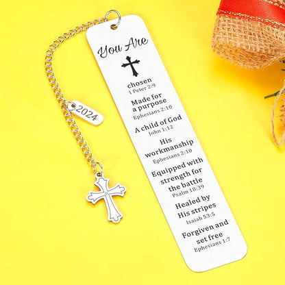 Faith Based Gifts Cross Bookmark for Men Women First Communion Gifts for Girls Boys Baptism Gifts Bible Verse Bookmark Bible Accessories Christian Church Gifts in Bulk 2024 Graduation Gifts
