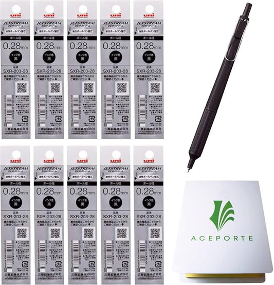 Uni Jetstream EDGE 0.28mm Oil-based Ballpoint Pen Black Body + 10 Black Refills, Sticky Notes Value Set