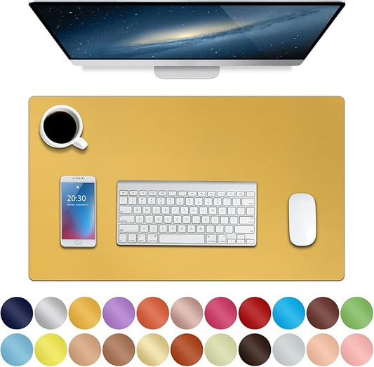 Boutilon Leather Desk Pad 24" x 14", Office Desk Mat, Waterproof PU Leather, Non-Slip, Yellow