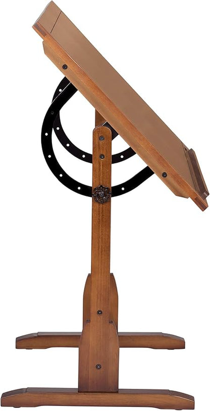 Studio Designs Vintage Drafting Table - Antique Design Solid Wood Drafting Table with Built-In Pencil Groove and Pencil Ledge - Angle Adjustable Work Surface