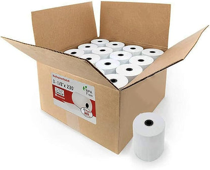 (32 Rolls) 3 1/8 x 230 Thermal Paper Receipt Rolls fits all Clover POS Cash Register Printers, Star Micronics SCP700 TSP100 TSP300 TSP400 TSP500 TSP600 TSP 700 TSP2000 CT S300 from BuyRegisterRolls