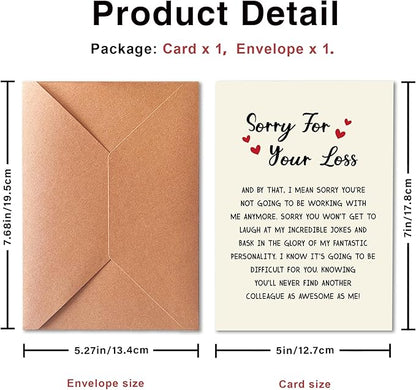 Funny Resignation Card for Best Friend, Humorous New Job Card for Him/her, Departure Cards for Colleague, Cards To Apologize for Your loss, New Job Congratulations