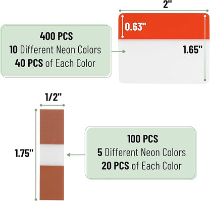 Mr. Pen- Sticky Index Tabs, 500 Pcs, 21 Sets, Colorful Sticky Tabs for Notebooks, Page Markers, Page Tabs for Binders, Page Tabs Sticky Tabs for Books, Notebook Tabs, Book Sticky Tabs for Notebooks