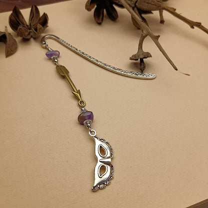 Retro Metal Bookmark for Bookish Gifts Wing Mask Bow and Arrow Charms Book Mark for Book Lover Gifts for Women Men (Mask Charm)