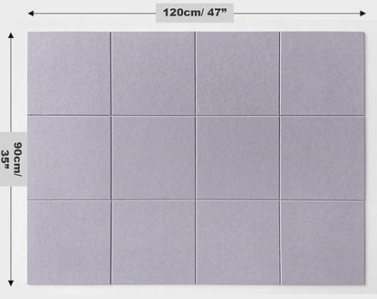 Large Cork Board Alternative - 47"x35" 12 Pack Felt Wall Tiles with Safe Removable Adhesive Tabs, Cork Wall Tiles Cork Board for Home Office Pin Board Tack Board 48 x 36 - Light Purple
