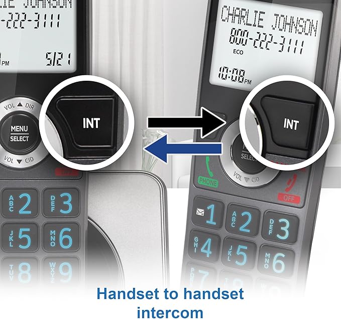 AT&T GL2101-4 DECT 6.0 4-Handset Cordless Home Phone with Call Block, Caller ID, Full-Duplex Handset Speakerphone, 2" White Backlit Display, Lighted Keypad (Graphite & Black)