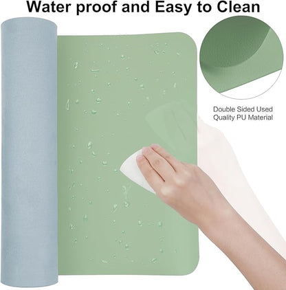 Boutilon Leather Desk Pad 24"x 14" Non-Slip Mouse Pad,Office Desk Mat,Waterprooft PU Leather Desk Blotter,Desk Pad Protector,Desk Writing Pad for Home Office Decor (S-Green)
