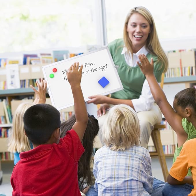 OWill Dry Erase White Board, 16inX12in Large Magnetic Desktop White Board with Stand,A3 Magnetic Whiteboard & Portable Double-Sided Whiteboard Easel for Drawing in School & Home