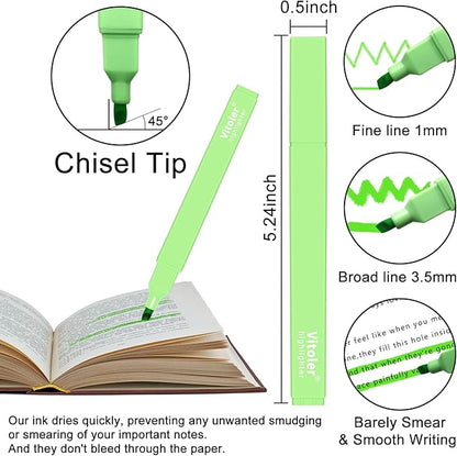 Vitoler 10Pack Bible Highlighters, Cute Assorted Colors Pastel Highlighters No Bleed Chisel Tip Highlighters for Aesthetic School Supplies