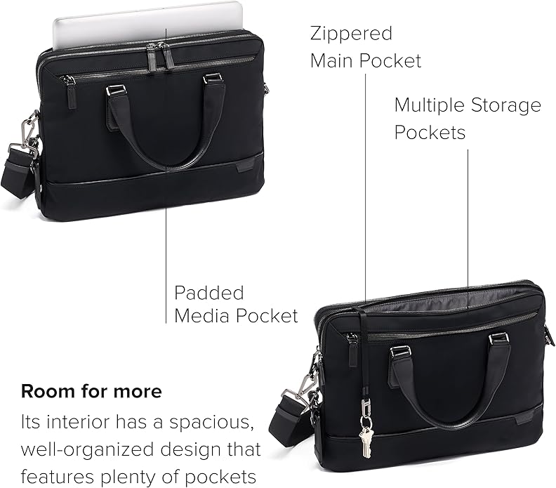 TUMI Harrison Sycamore Slim Brief - 14-Inch Laptop Briefcase - Professional Business Briefcase with Removable Shoulder Strap