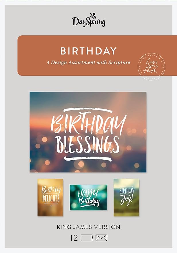 Dayspring Birthday - Simply Stated - 12 Boxed Cards, KJV (60937)