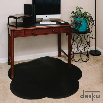DESKU Flower Power Desk Chair Mat – Heavy-Duty PVC Mats for Carpet Floor Protection, Black, 48 x 49 Inches, Made in The USA