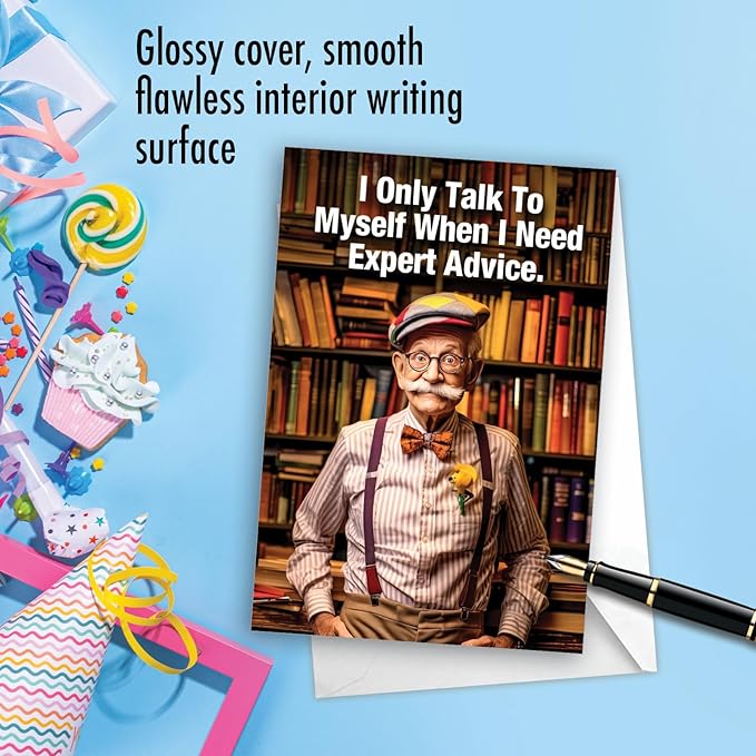 NobleWorks Hilarious Belated Birthday Greeting Card with 5 x 7 Inch Envelope (1 Card) Talk To Myself C10075BEG