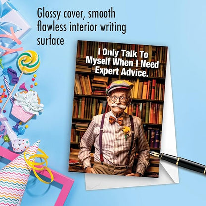 NobleWorks Hilarious Belated Birthday Greeting Card with 5 x 7 Inch Envelope (1 Card) Talk To Myself C10075BEG