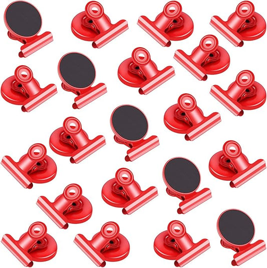 20 Pack Magnetic Clips Fridge Magnet, Refrigerator Magnets, Strong Magnets with Clips for Whiteboard, Home Office, Cruise (Light Red)