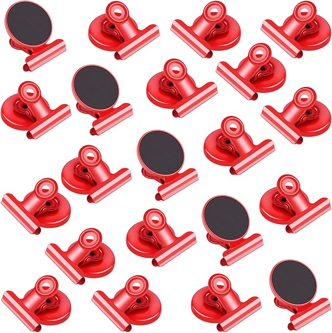 20 Pack Magnetic Clips Fridge Magnet, Refrigerator Magnets, Strong Magnets with Clips for Whiteboard, Home Office, Cruise (Light Red)