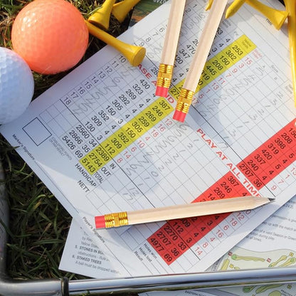 Chivao 288 Pieces Golf Mini Pencils Bulk with Eraser #2 HB Golf Short Pre Sharpened Pencils for Party Favors Office Supplies 4 Inch(Wood Color)
