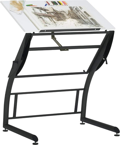 SD STUDIO DESIGNS Triflex Drawing Table, Sit to Stand Up Adjustable Office Home Computer Desk, 35.25" W X 23.5" D, Charcoal Black/White