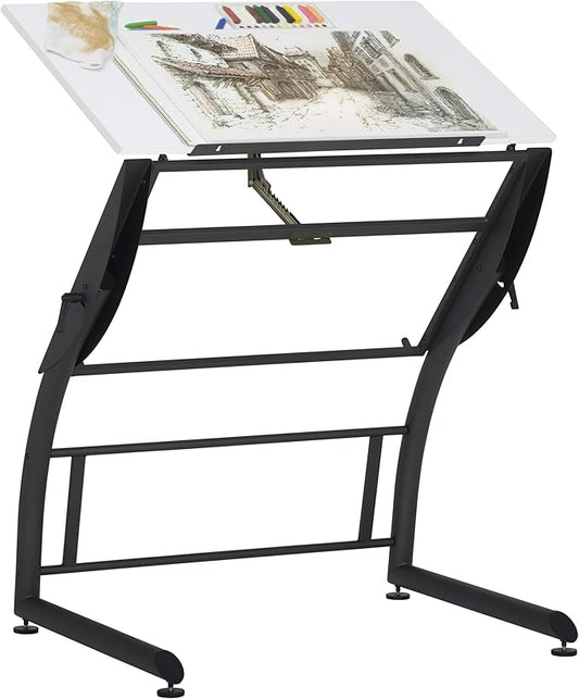 SD STUDIO DESIGNS Triflex Drawing Table, Sit to Stand Up Adjustable Office Home Computer Desk, 35.25" W X 23.5" D, Charcoal Black/White
