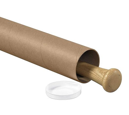 BOX USA BP3038K Mailing Tubes with Caps, 3" x 38", Kraft (Pack of 24)