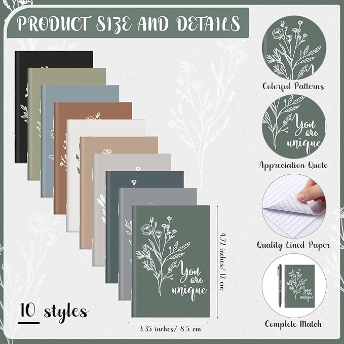 100 Pcs Inspirational Notebooks Motivational Mini Notepads Bulk Aesthetic Mini Notebook with Pen Employees Appreciation Gifts for Social Worker Coworkers Teachers Office (Neutral Colors)